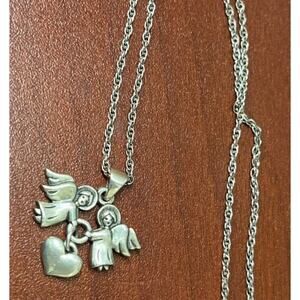 Sterling Silver James Avery Guardian Angels Heart Pendant RETIRED